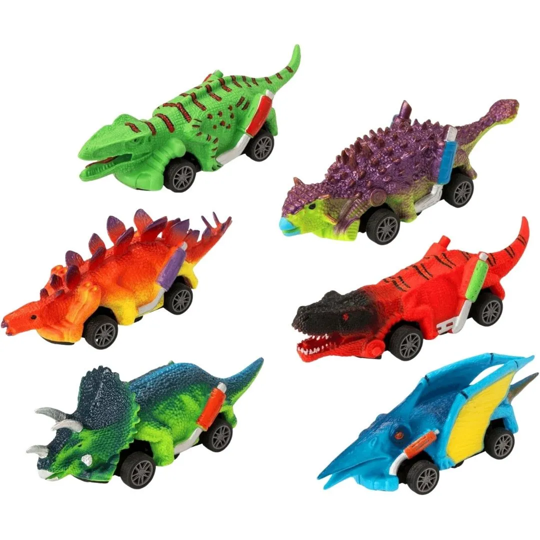 TEETO TOYS Dino Racer - Dinosaur Pull-Back Car Set - Toys for Boys