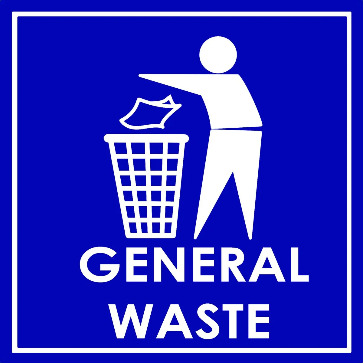 General Waste Sign 19x19cm- 5 Pack