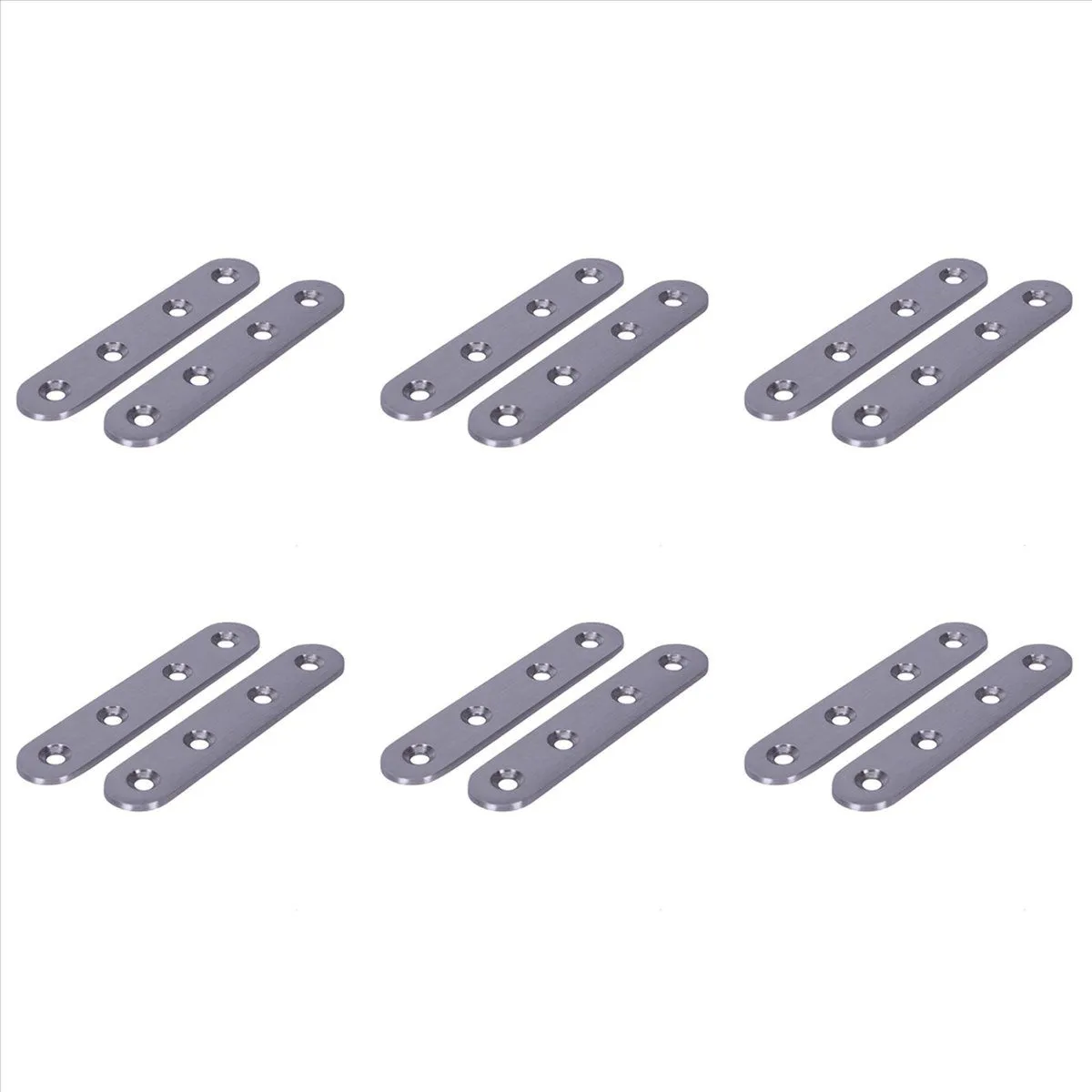 Flat Stainless Steel Repair Mending Fixing Plate Brackets Support 12Pcs