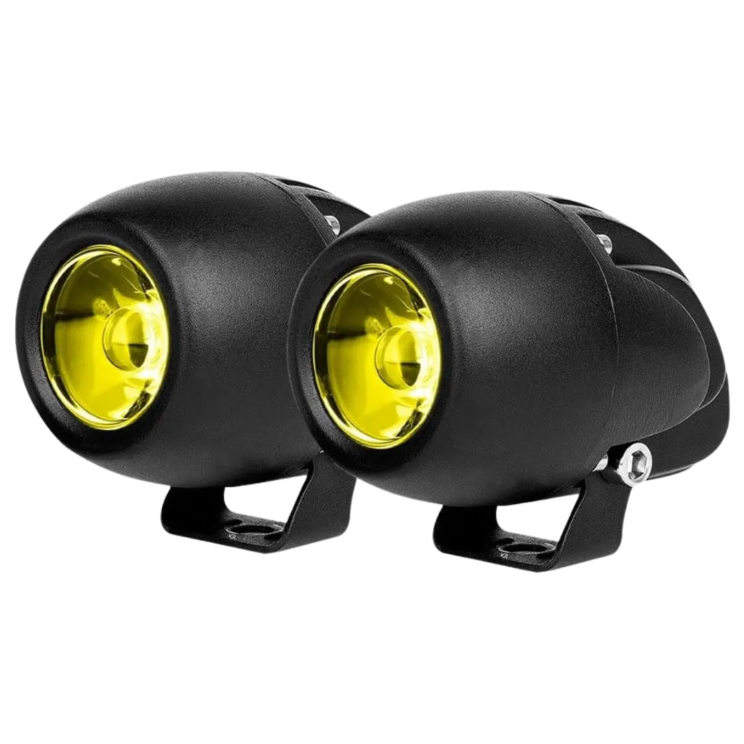KR LED Motorcycle Spotlight Set: 20W (2-Piece) - Yellow