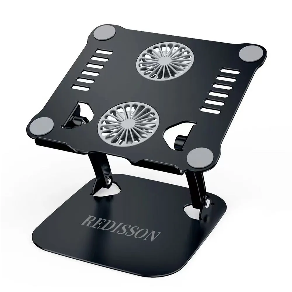 Collapsible Laptop Stand with 2 Fans - Ergonomic Laptop Riser with 2 Fans - Black