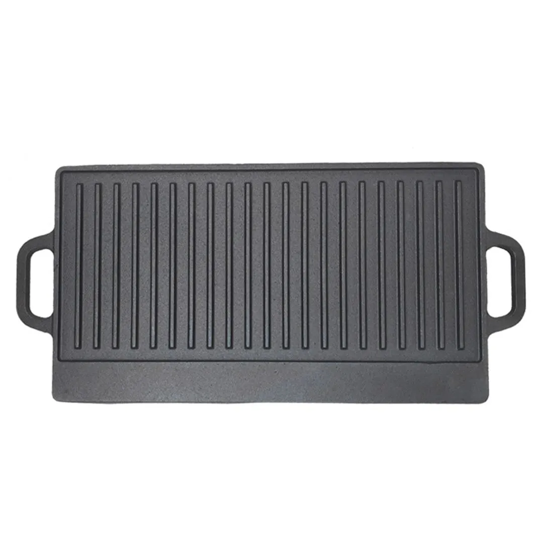 Grill Griddle Pan Double Sided Cast Flat Rectangular for Stove Top