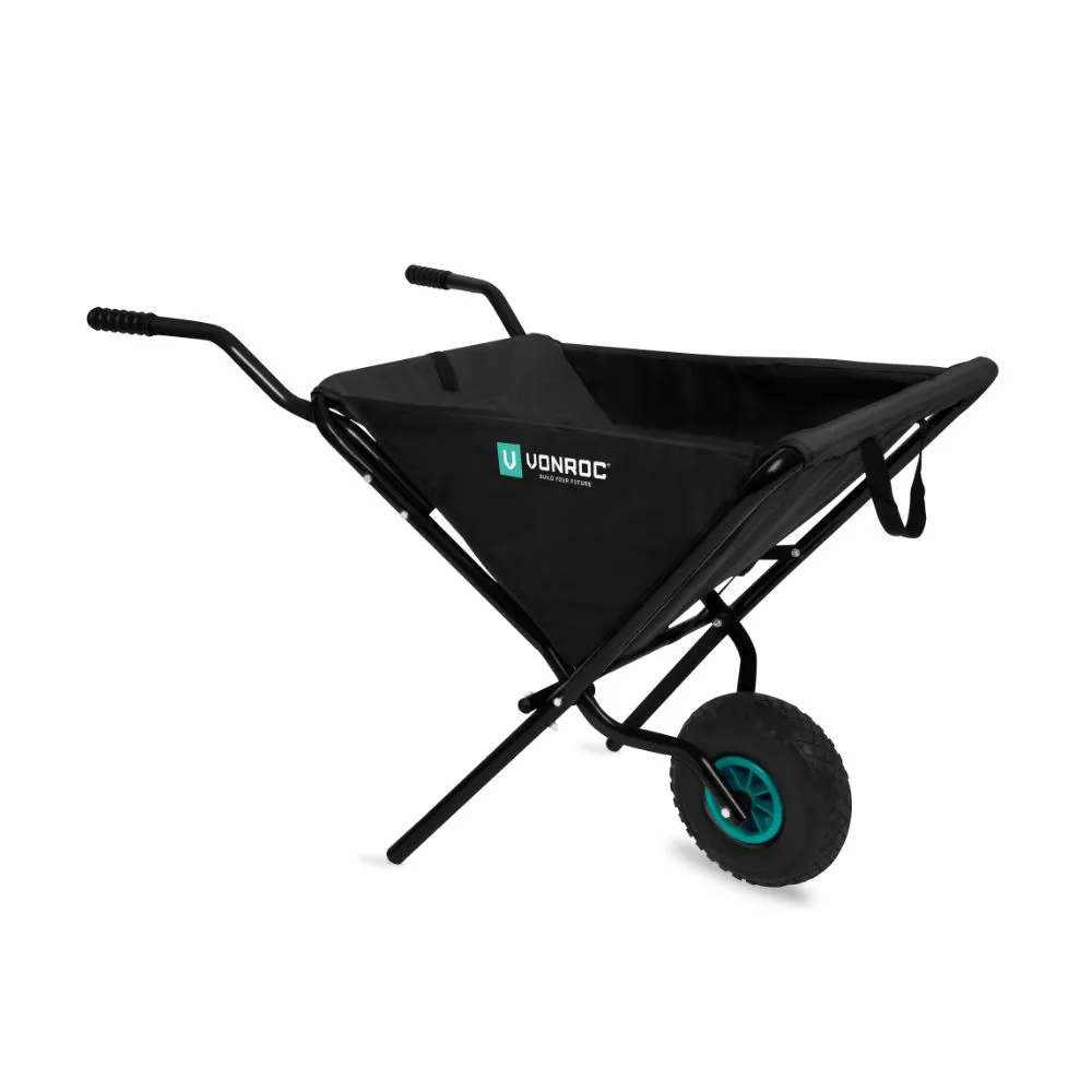 VONROC Foldable Wheelbarrow - 50 Litre - 30 kg Load Capacity