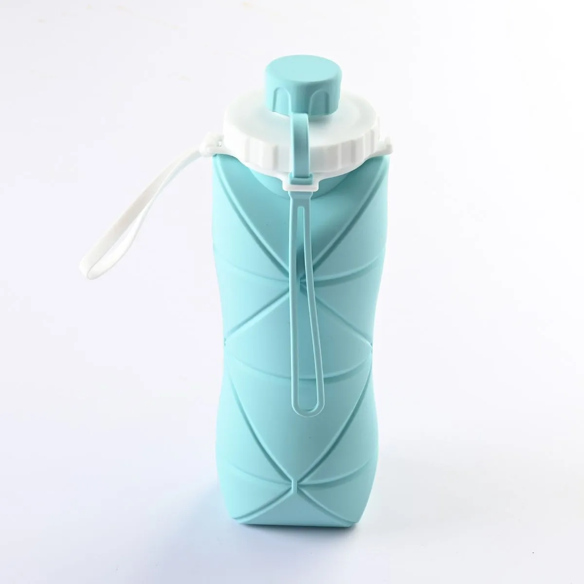 Foldable Large Capacity Portable Silicone Water Bottle 600ml - Blue