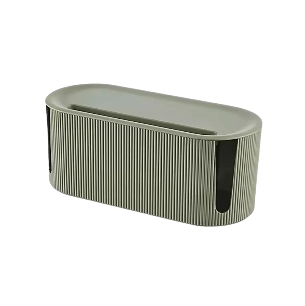 Ribbed Cable Management Storage Box - Green