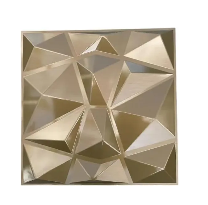 3D Wall & Ceiling Panels 50x50cm - PVC Decorative Cladding Tiles 4 Pack - Brush Metallic Gold