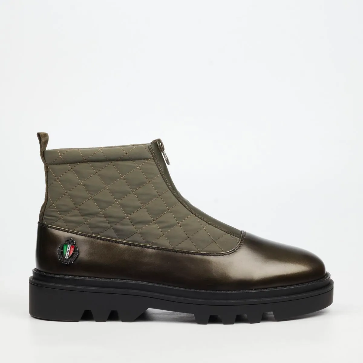Mazerata Vinchey 9 Men Nylon / Faux Wax Ankle Boots - Olive