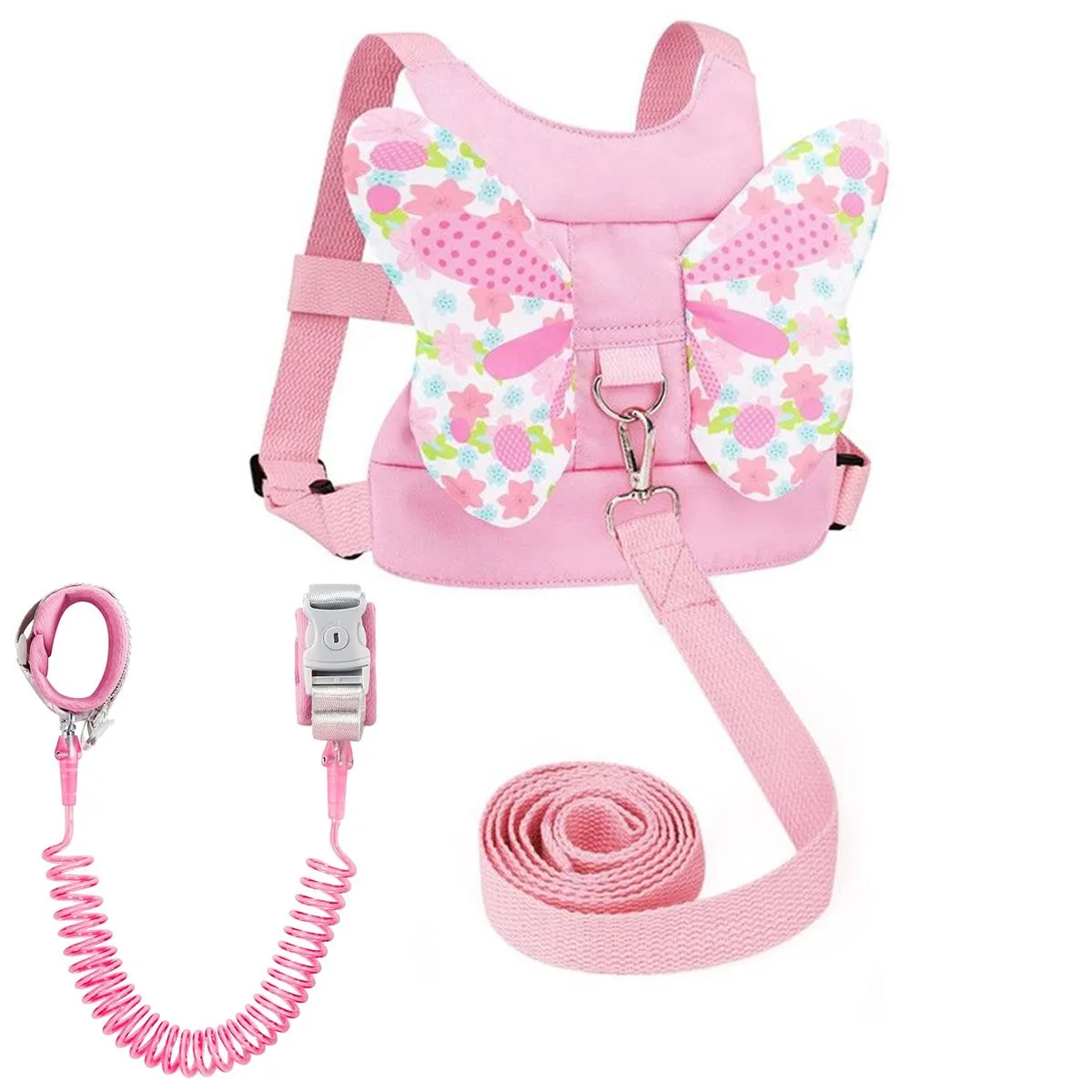 3 in 1 Toddler Leash Harness With Anti Lost Wrist Link & Key Lock - Pink
