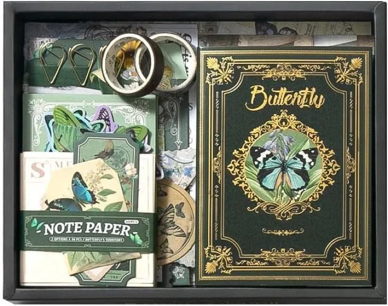 Scrapbooking Supplies Kit -Journal Kit with Journaling Supplies - Butterfly Warm Mail