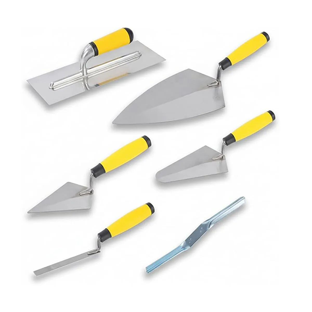 6Piece Masonry Hand Tool Set Concrete Trowel Kit With Brick Pointing Trowel