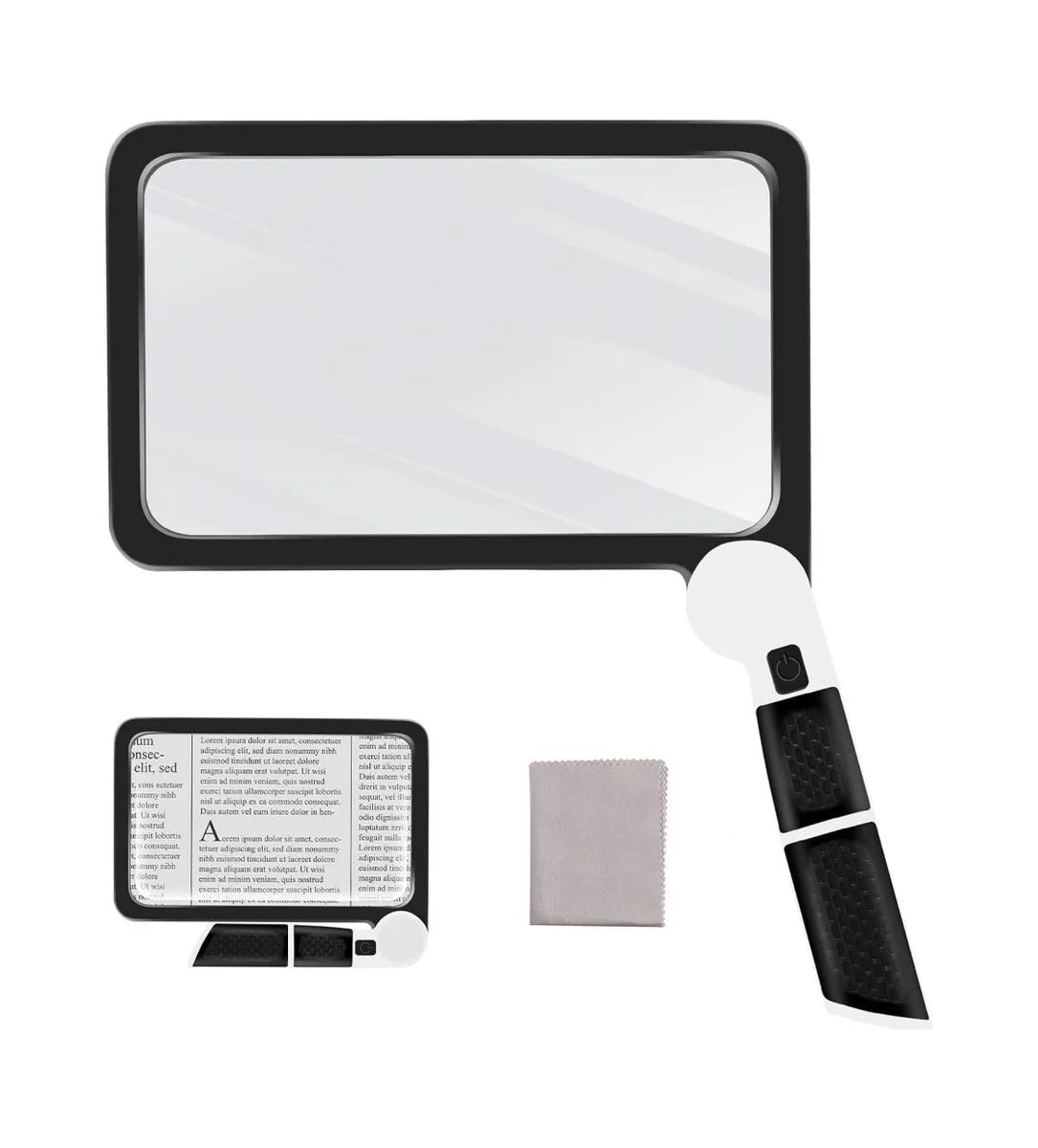 Folding 5X LED Magnifying Glass For Reading, Large Lighted, HD Acrylic