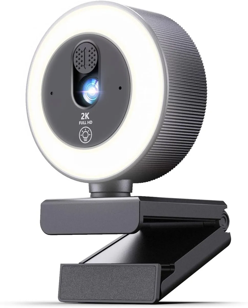 Acso 2K HD Webcam for PC with Microphone& Light, Auto Light Correction