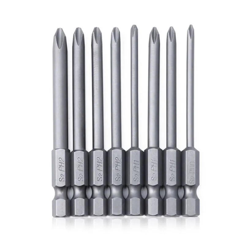 8Pcs 1/4in Hex Shank Drill Bits Magnetic Long Hex Phillips Head Screwdriver
