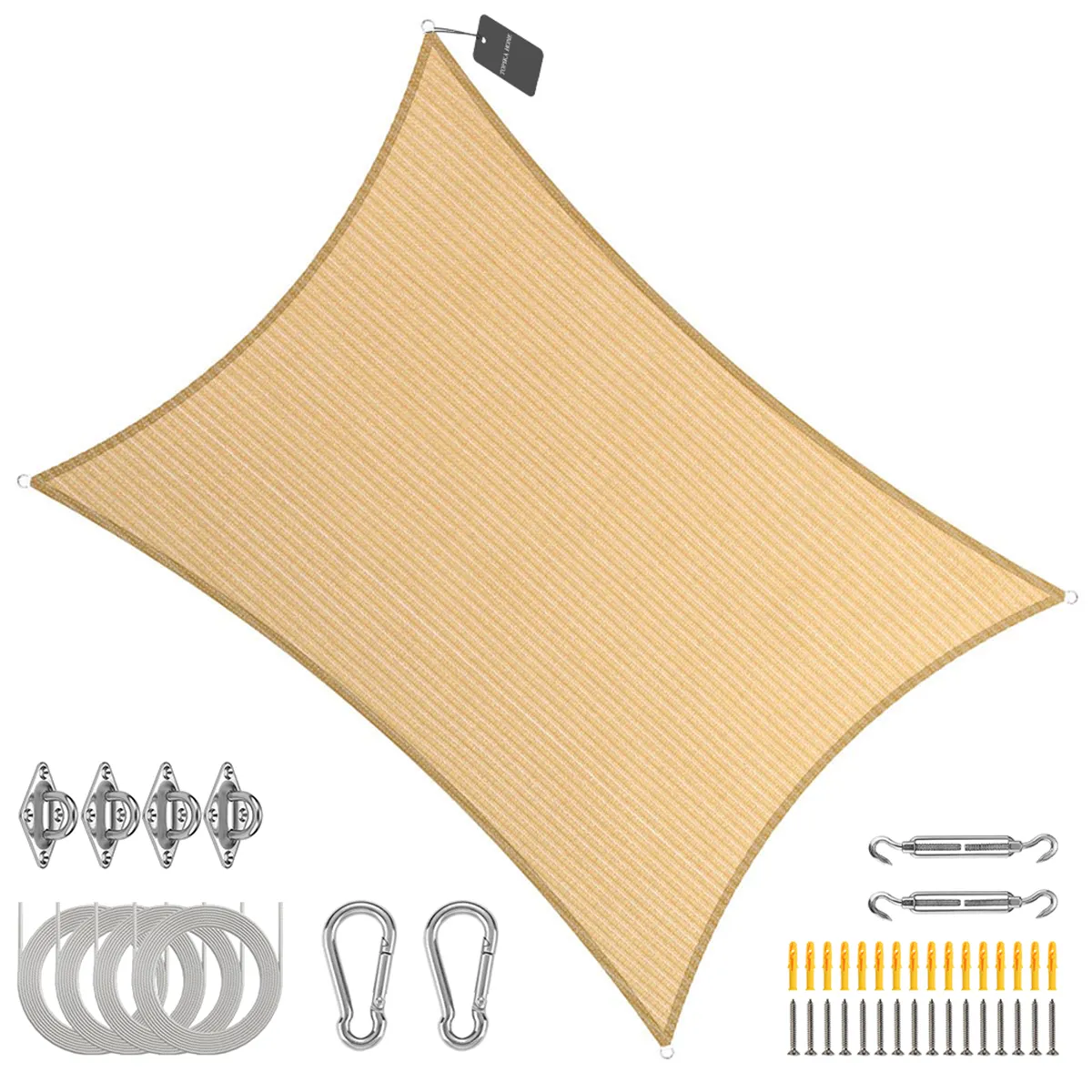 Topika-Umbrellas Shade Sail, Sun Shade Sail & Block Canopy for Outdoor Use - Biege: 3m x 4m