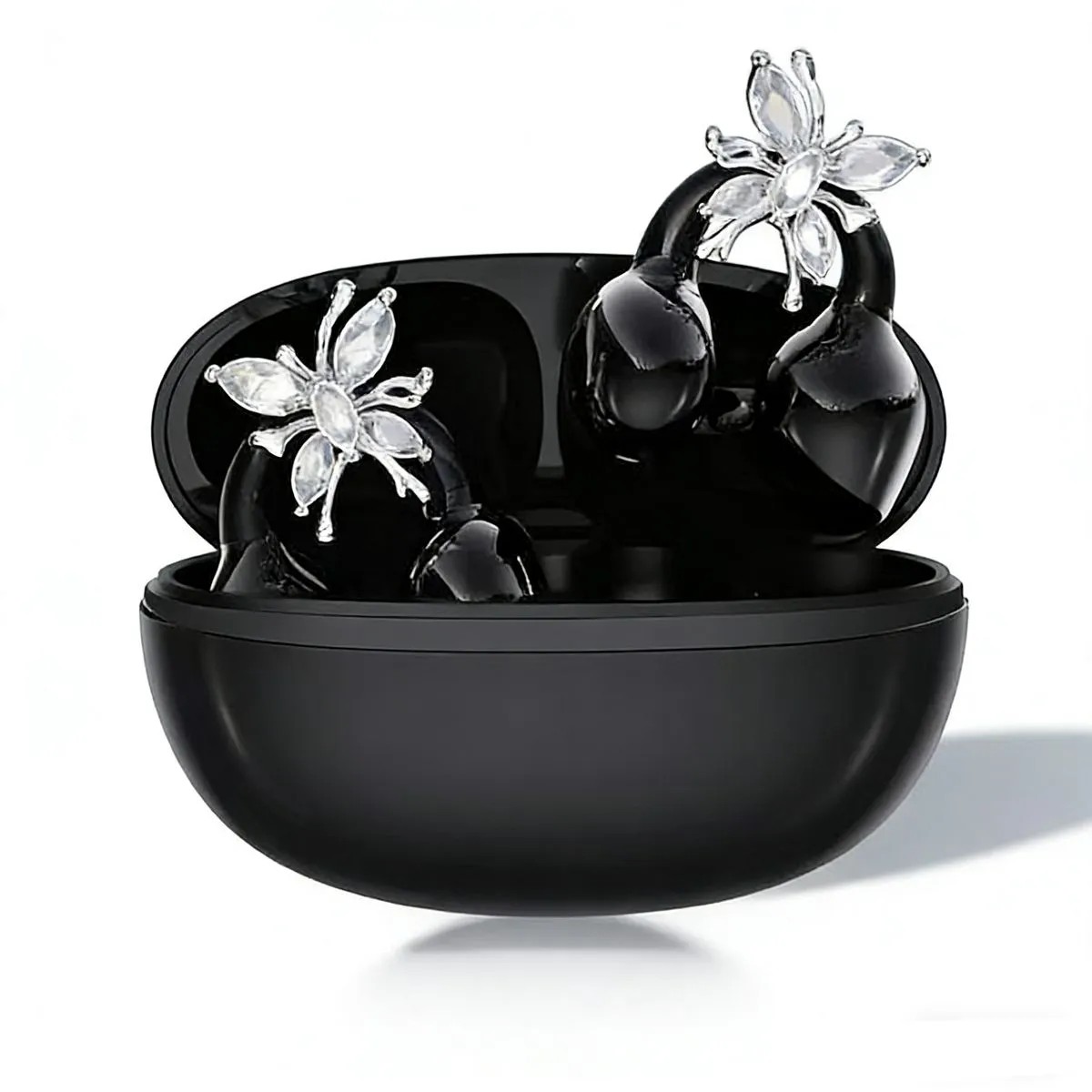Clip-on Wireless Earbuds for Women, Noise Cancelling, Long Battery - black
