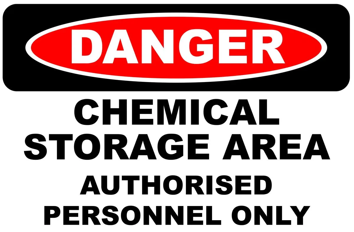 Danger Chemical Storage Area Authorised Personnel Only 40x60cm Sign- 2 Pack
