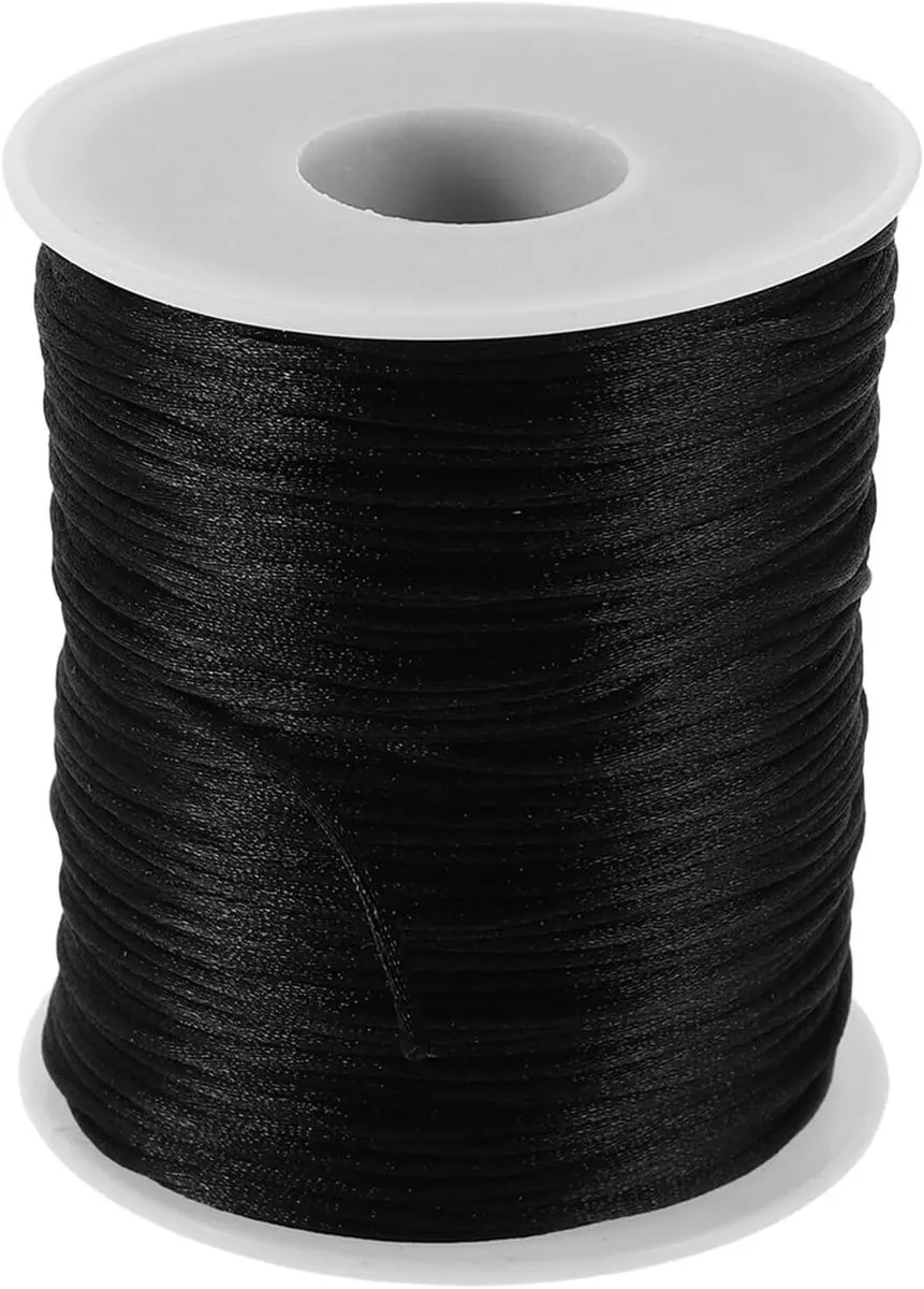 Braided Jewelry Rope Cord 1.5mm Black DIY Bracelet String for Beading