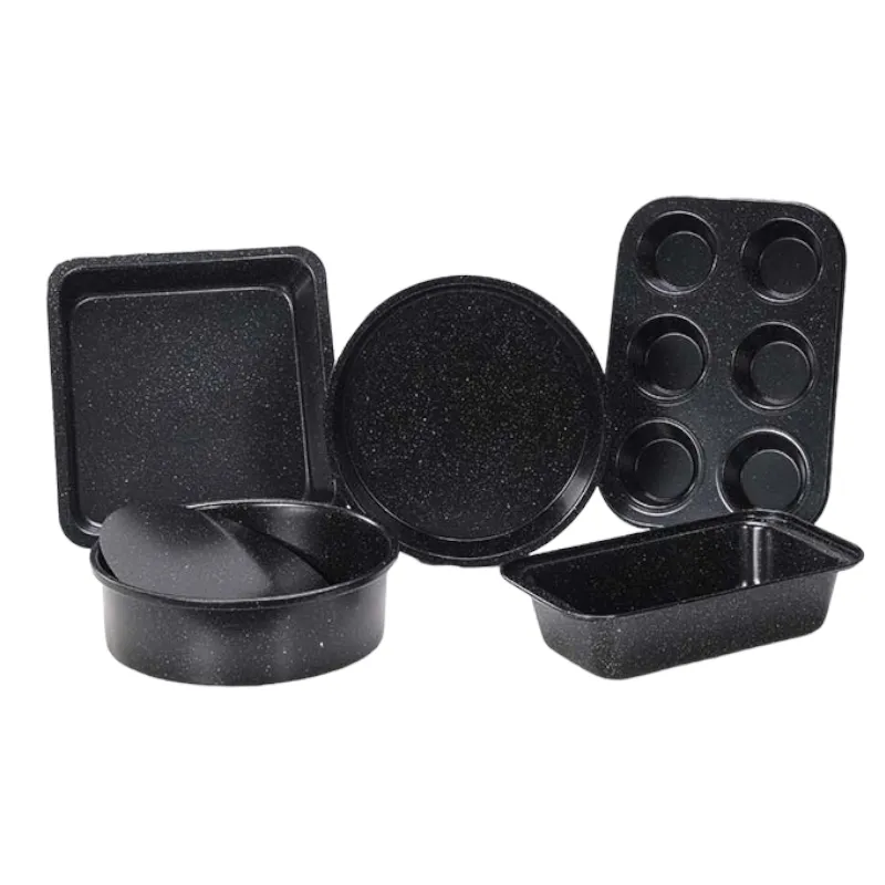 Carbon Steel Non-Stick Cake Mold Bread Pizza Bakeware Mold, Set of 5 - Black Sprinkle