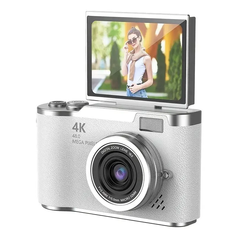 4K HD Digital Camera with 2.4" Flip Screen, 8X Zoom & Anti-Shake