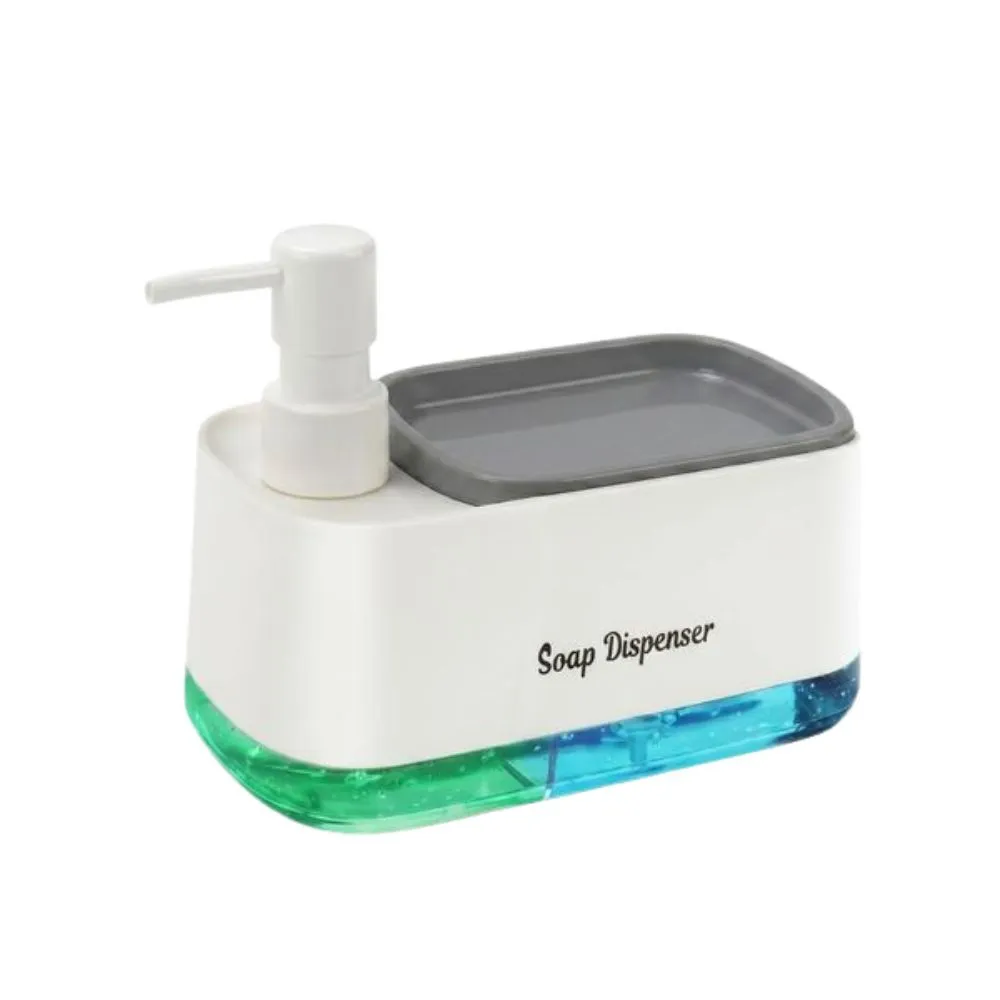 4-in-1 Dual Pump Kitchen Soap Dispenser and Sponge Holder Organizer