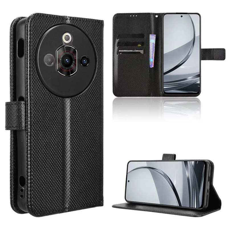 Flip Cases For ZTE nubia Focus Pro Magnetic Buckle Shockproof Wallet Cover - Black