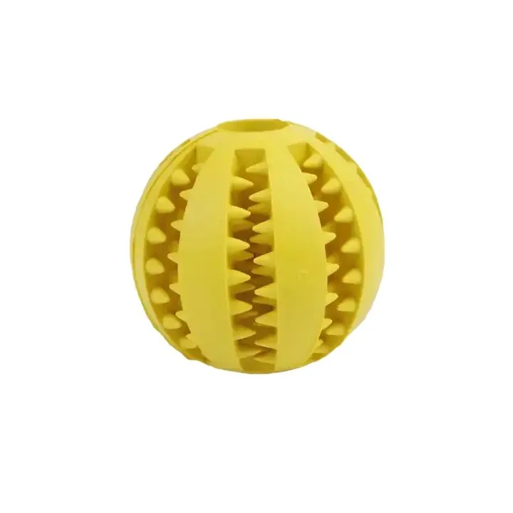 Interactive Slow Feeding Durable Treat Dispensing Teeth Dog Chew Ball - Yellow
