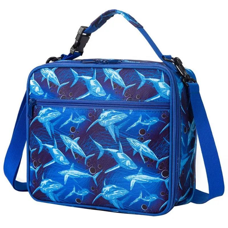Kids Lunch Bag Picnic Bag Cartoon Lunch Box Waterproof for School Camping - Blue