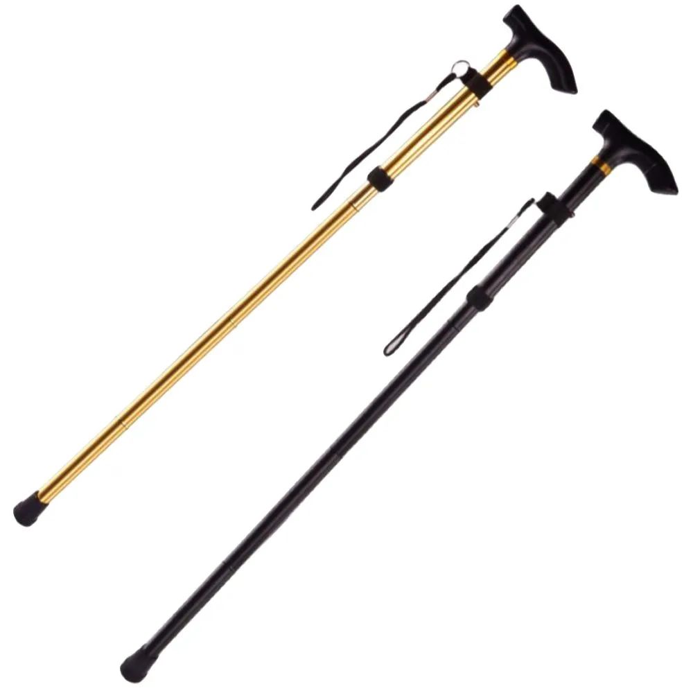 Camping Foldable Portable Hiking Walking Stick Set Of 2 - Gold, Black