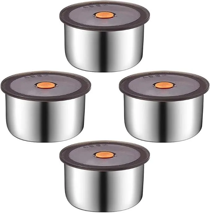 4 Pieces Stainless Steel Snacks Box with Silicone Lid