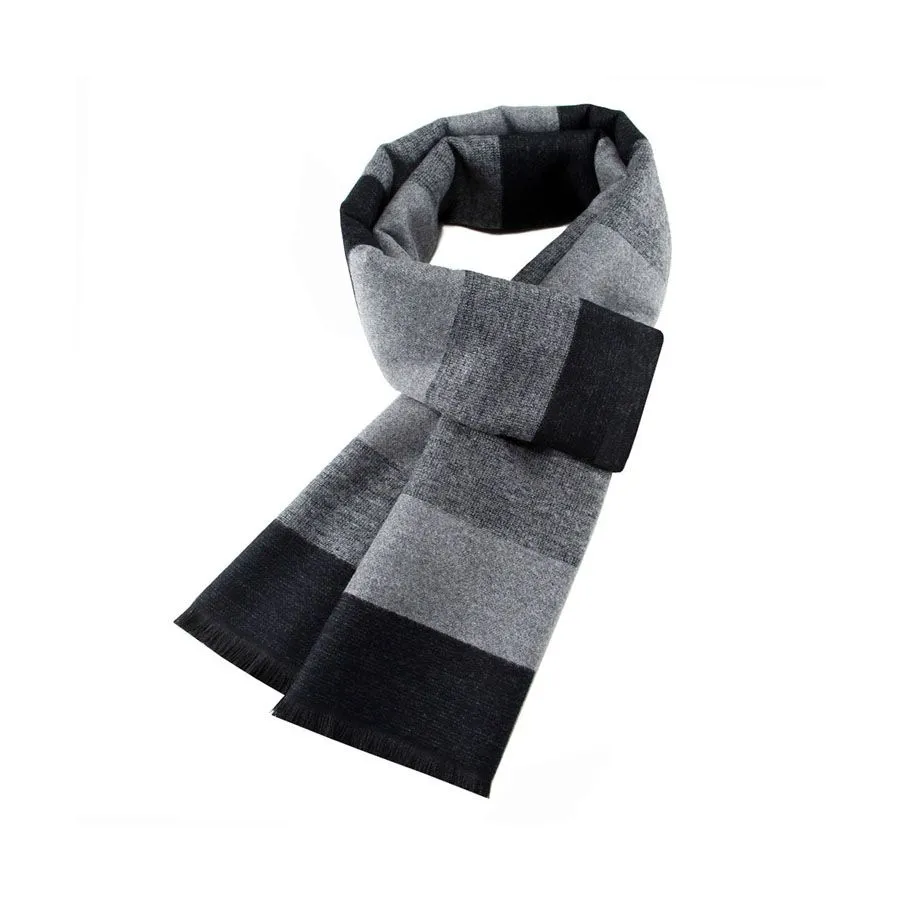 Autumn and winter new men's black and gray horizontal striped long scarf