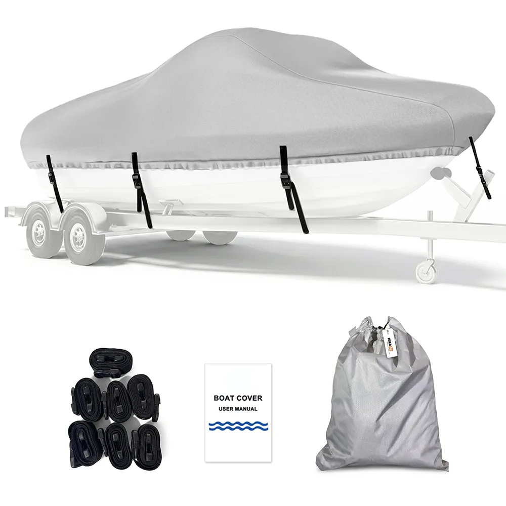 MIkaco 600D Heavy-Duty V-Hull Boat Cover Yacht Cover (17'-19')