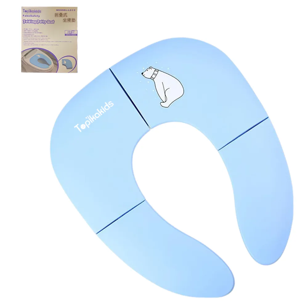 Topika Foldable Travel Potty Seat for Toddlers, Round & Oval Toilets - Blue