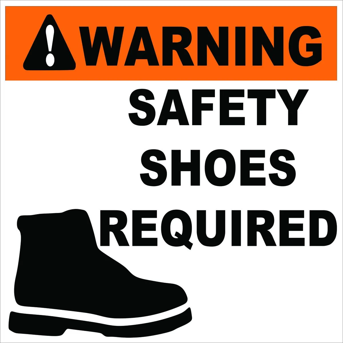 Warning safety Shoes required Sign 44x44cm - 2 Pack