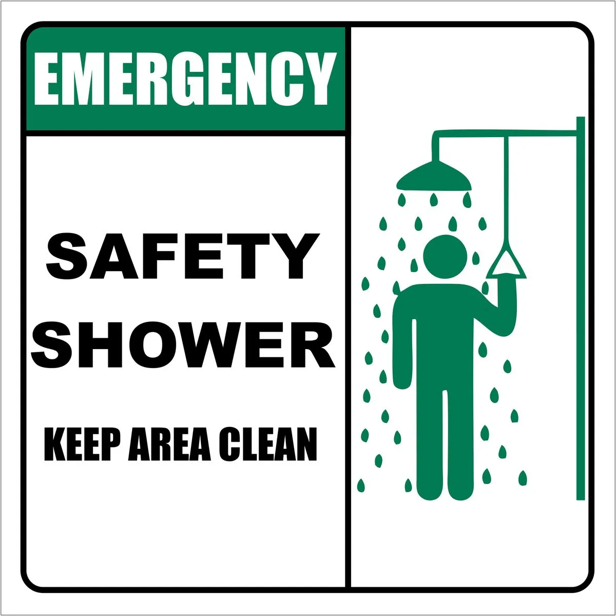 Emergency Safety Shower 29x29cm Sign - 2 Pack