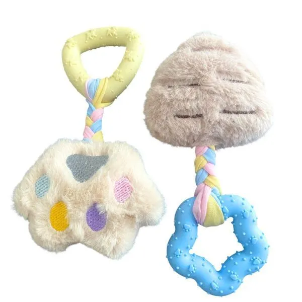 Set of 2 Adorable Pet Plush & Chew Toys - Soft Squeaky Interactive Toys - Blue