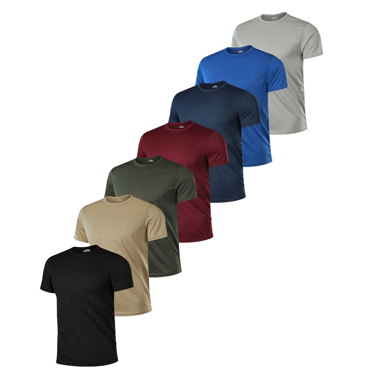 7 Pack Men's Short Sleeve Active Athletic Running T Shirts Workout Shirts