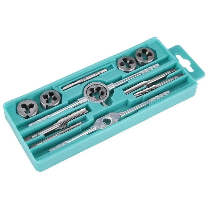 Tool DIY Screw Tap & Die Set External Thread Cutter Drill Bits Set of 12