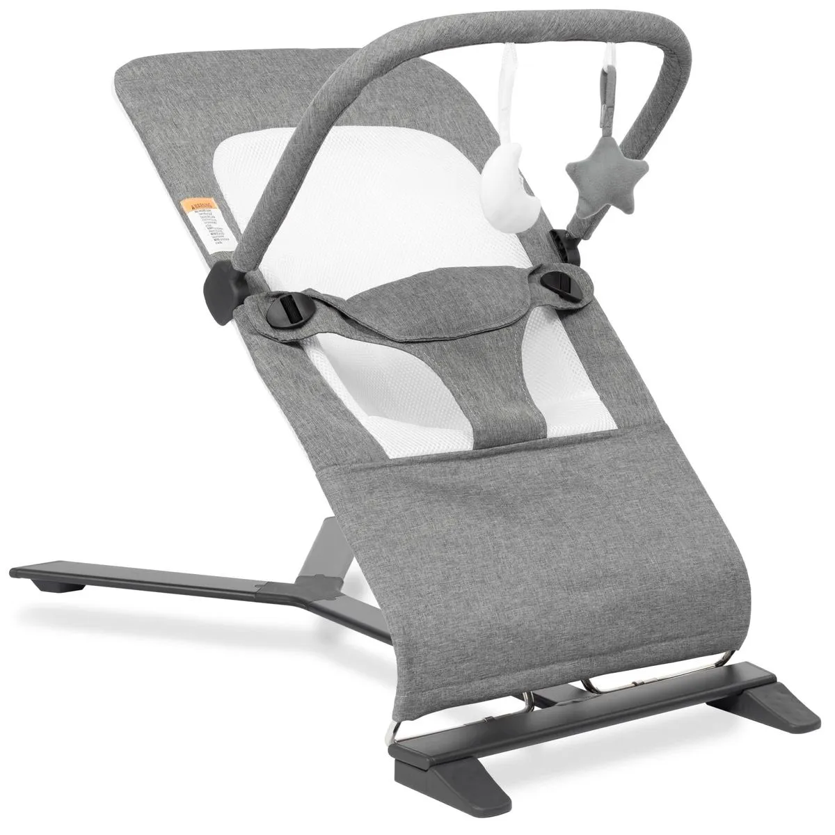 3-Recline Baby Bouncer with Natural Rocking, Toy Bar & Breathable Mesh
