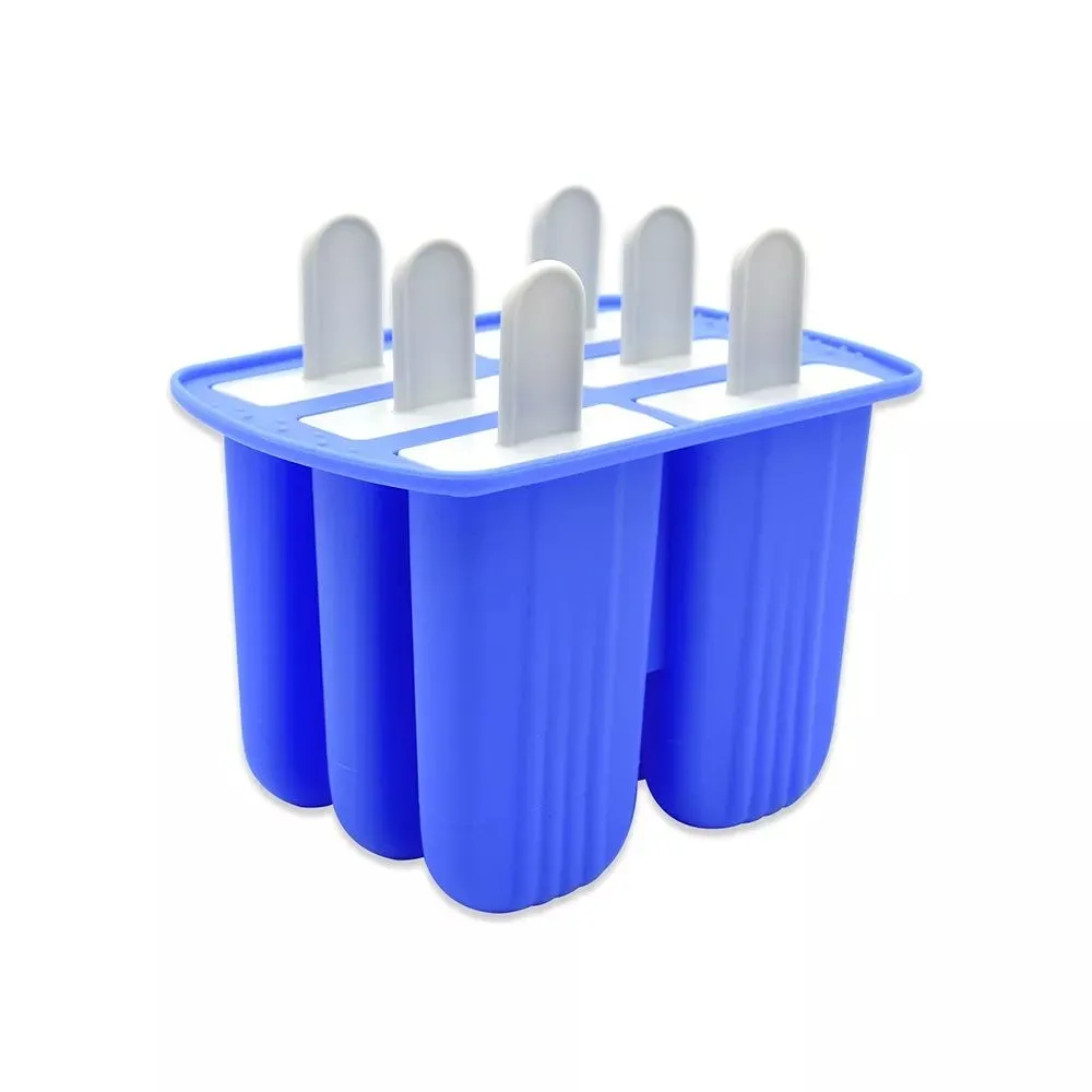 Silicone Ice Cream Ice Lolly Popsicle Mold - 6 With Stick - Blue