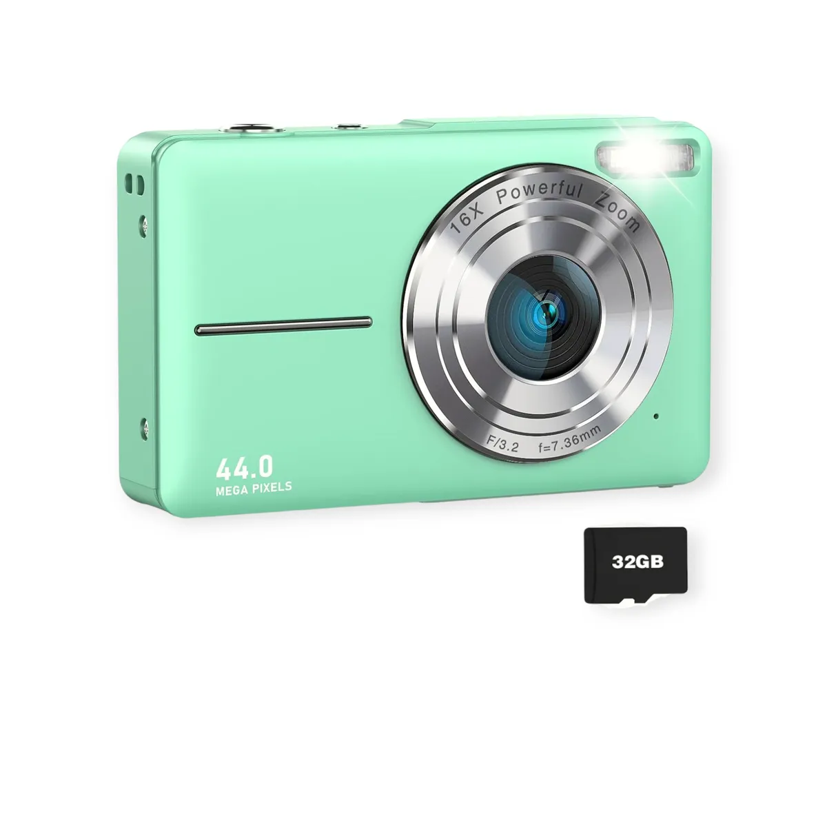 16X Zoom Anti Shake 44MP Digital Camera Type C Interface w/ 32 MicroSD Card - Green
