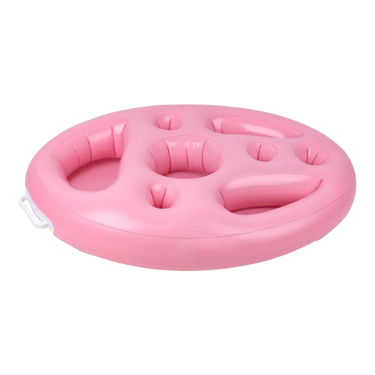 8 Holes Inflatable Floating Tray Food Holder Bar with Handle for Pool - Pink