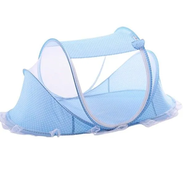 Folding Portable Children Mosquito Net Baby Bed - blue