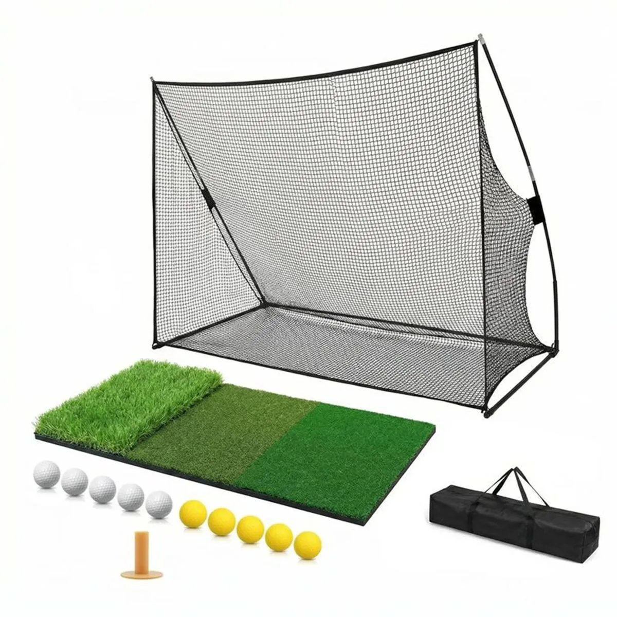 3-Meter Portable Golf Practice Net Set, Golf Hitting Mat And Ball Training