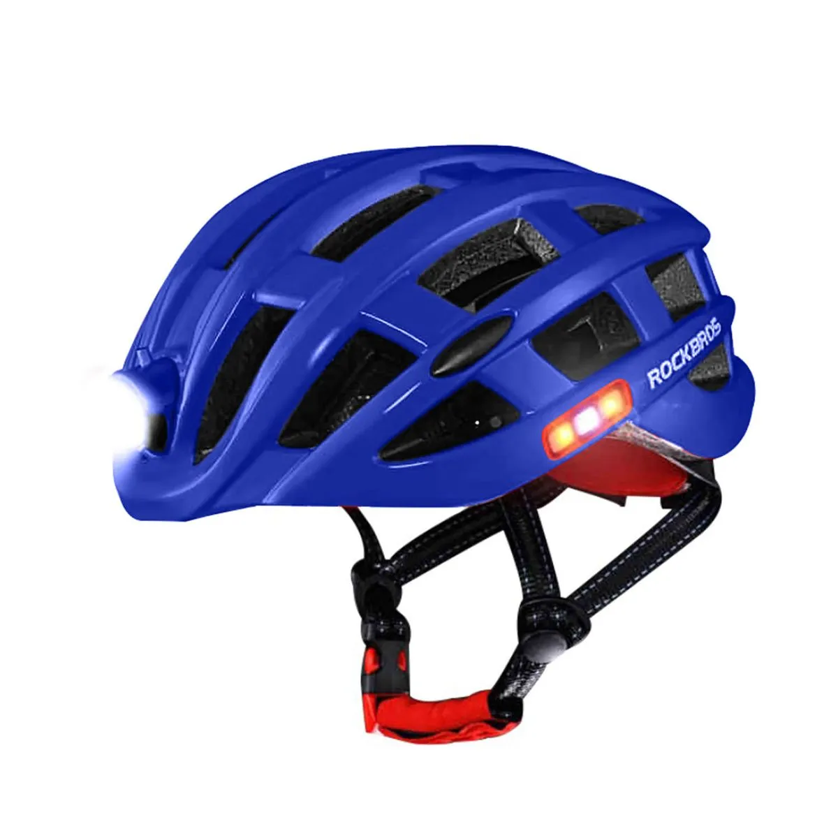 Rockbros Ultralight Intergrally Moulded LED MTB Cycling Helmet with Lights - Blue