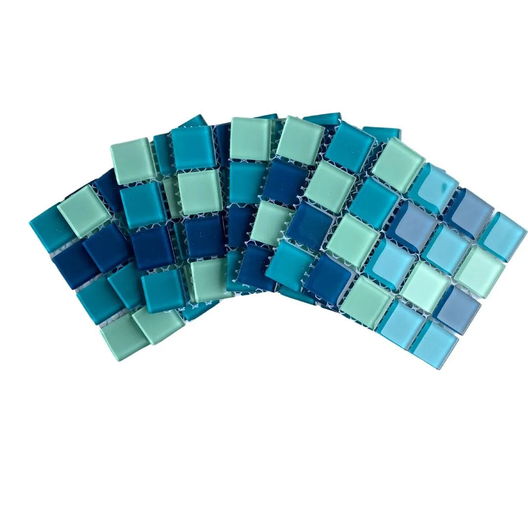 Mosaic Tiles Mixed Turquoise Glass 23mm (Craft Size Sheets)