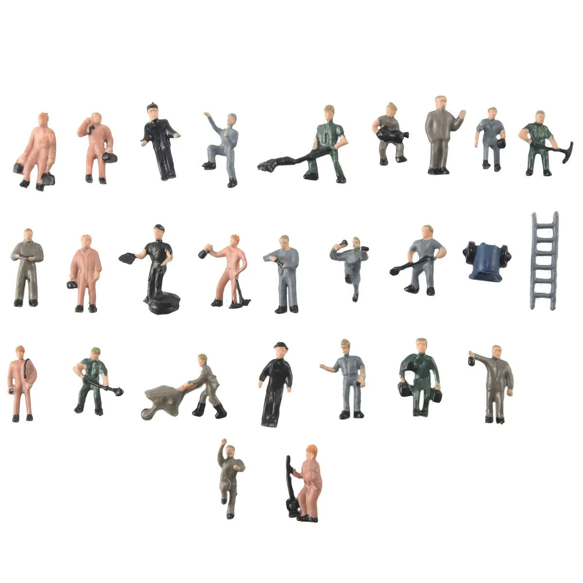 25 Figurines, Painted Figures, Miniatures of Railway Workers