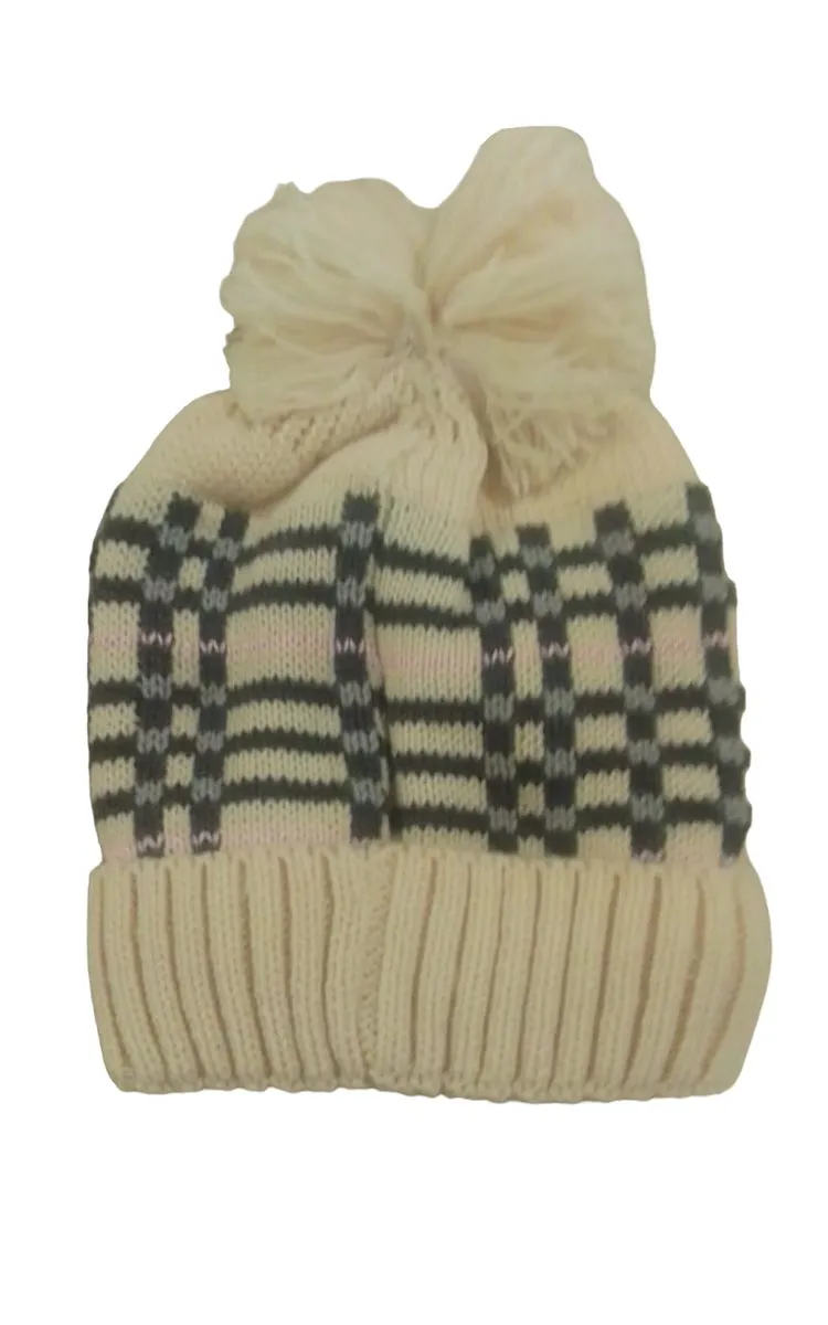 Wonder Towel Luxury Kids Beanies with tassels - Cream and Charcoal 