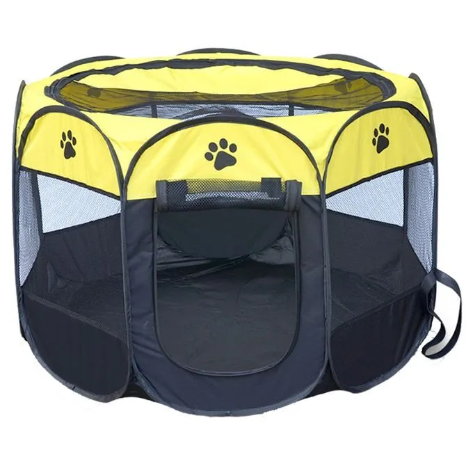 WigWagga - Yellow Large Size Portable Pet Dog Playpen - 114cm