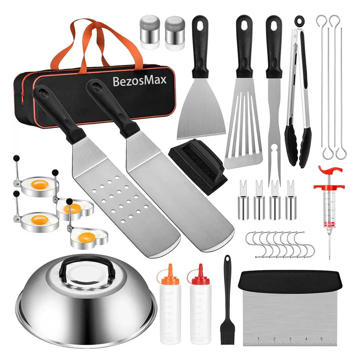 BezosMax 37 Piece Griddle Accessories Kit for BBQ Camping Outdoor Cooking