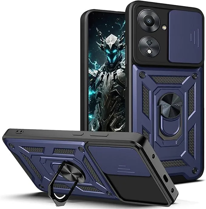 Shockproof Case with Sliding Camera Protection Compatible with Honor 90 - Blue